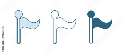 Blue Flag icon isolated on white background. Location marker symbol. Vector