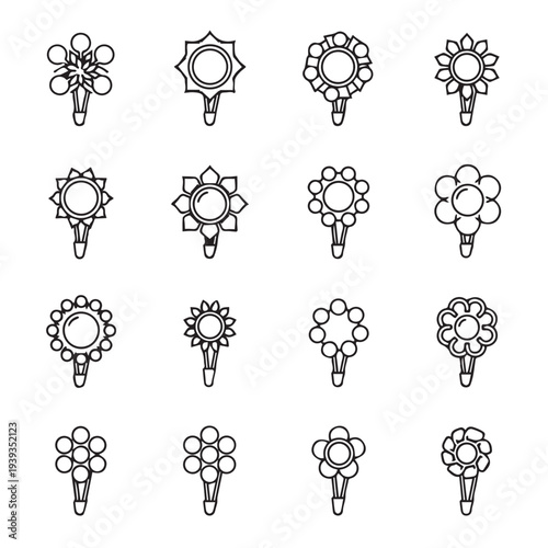 Flower Hair Clips Collection Icons Set Vector Illustration Decorative Accessories