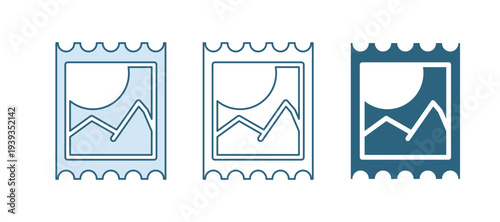 Blue LSD acid mark icon isolated on white background. Acid narcotic. Postmark. Postage stamp. Health danger. Vector