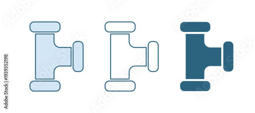 Blue Industry metallic pipe icon isolated on white background. Plumbing pipeline parts of different shapes. Vector