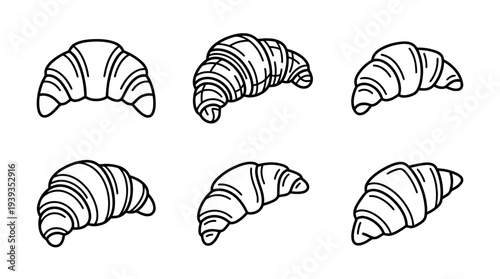 collection of croissant, minimal thin icon vector set , white background , PNG and SVG isolate