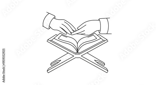 Hands holding an open holy book.