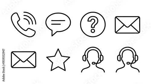 collection of customer support, minimal thin icon vector set , white background , PNG and SVG isolate