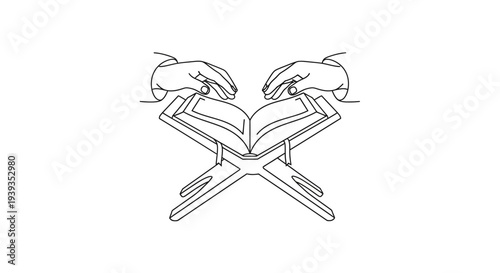 Two hands reading a book.