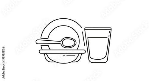 Dish plate glass and spoon.