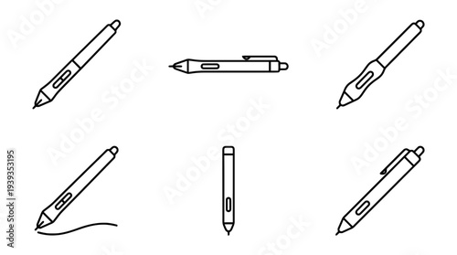 collection of digital stylus, minimal thin icon vector set , white background , PNG and SVG isolate