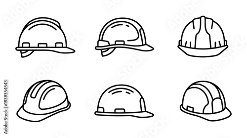 collection of hard hat, minimal thin icon vector set , white background , PNG and SVG isolate