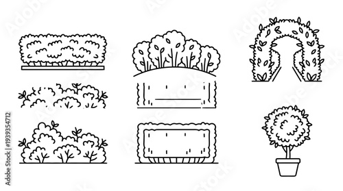 collection of hedge, minimal thin icon vector set , white background , PNG and SVG isolate