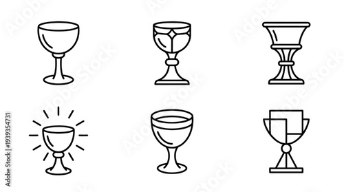 collection of holy grail, minimal thin icon vector set , white background , PNG and SVG isolate