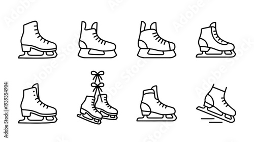 collection of ice skate, minimal thin icon vector set , white background , PNG and SVG isolate