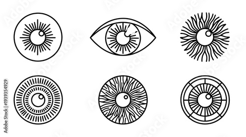 collection of iris, minimal thin icon vector set , white background , PNG and SVG isolate