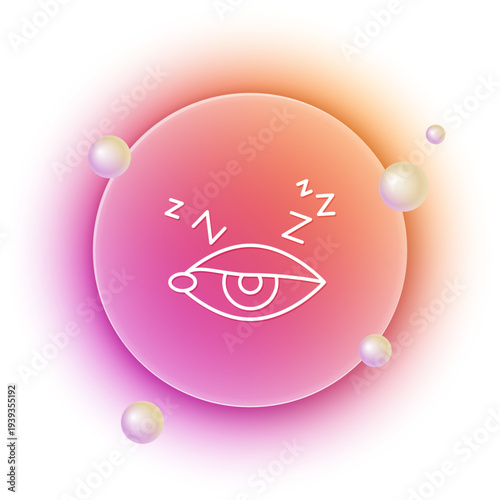 White Insomnia icon isolated on white background. Sleep disorder with capillaries and pupils. Fatigue and stress. Orange and pink gradient circle background. Vector