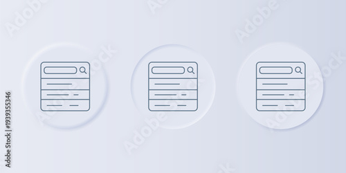 Grey Search engine icon isolated on grey background. Set icons in square buttons. Vector