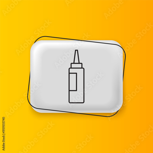 Black Cream or lotion cosmetic tube icon isolated on yellow background. Body care products for woman. Silver rectangle button. Vector