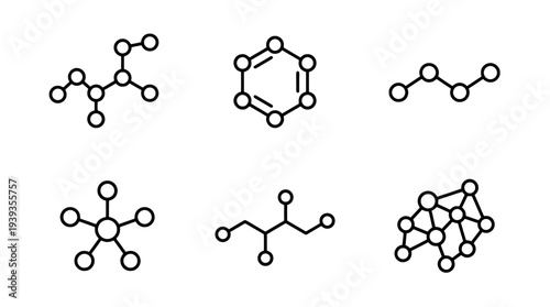 collection of molecule connection, minimal thin icon vector set , white background , PNG and SVG isolate