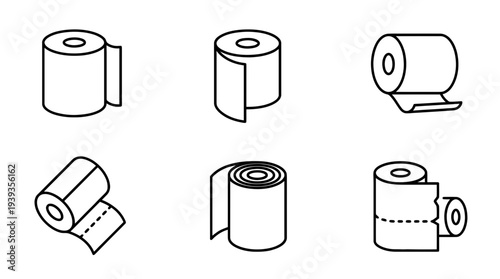 collection of paper roll, minimal thin icon vector set , white background , PNG and SVG isolate