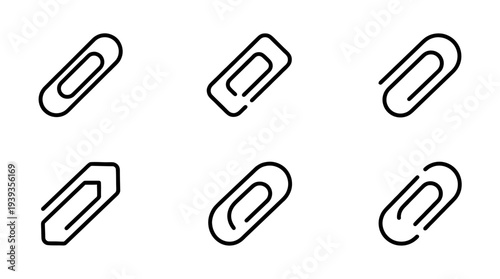 collection of paperclip, minimal thin icon vector set , white background , PNG and SVG isolate