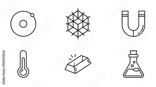 collection of periodic table, minimal thin icon vector set , white background , PNG and SVG isolate