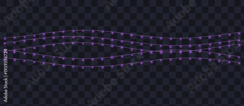 Enchanting purple string lights radiate a mystical glow on a darkfor captivating events