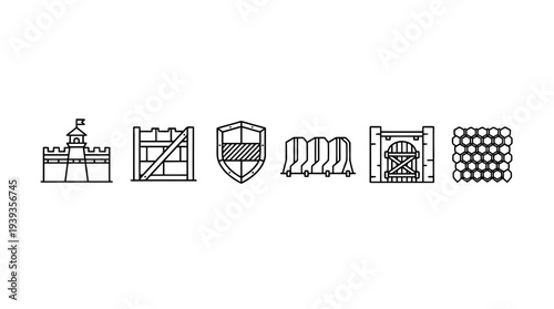 collection of resistance wall, minimal thin icon vector set , white background , PNG and SVG isolate