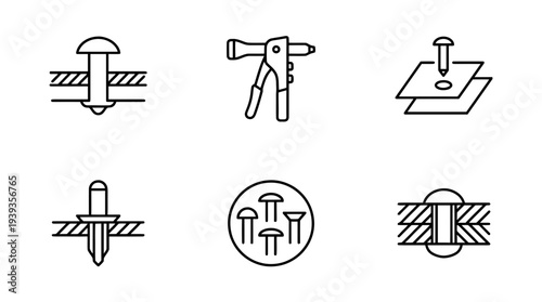 collection of rivet, minimal thin icon vector set , white background , PNG and SVG isolate