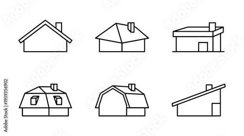 collection of roof top, minimal thin icon vector set , white background , PNG and SVG isolate