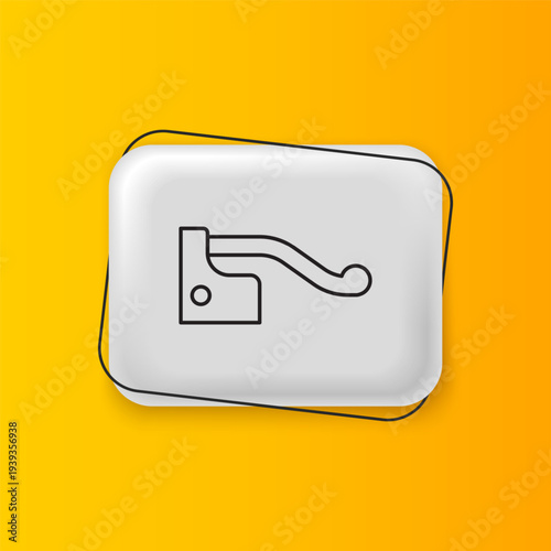 Black Bicycle brake icon isolated on yellow background. Silver rectangle button. Vector