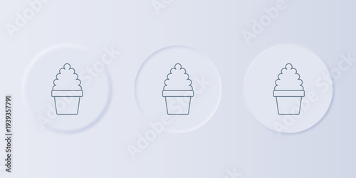 Grey Cactus peyote in pot icon isolated on grey background. Plant growing in a pot. Potted plant sign. Set icons in square buttons. Vector