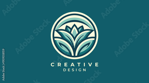 This logo features a stylized lotus flower design, symbolizing creativity, growth, and tranquility, making it ideal for a fresh design brand or business.
