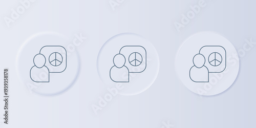 Grey Peace talks icon isolated on grey background. Set icons in square buttons. Vector