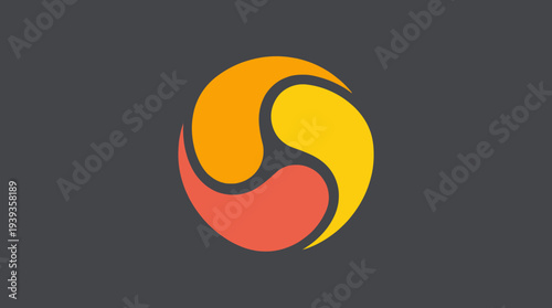 This circular logo design employs interactive colors to represent harmony and renewal, suitable for businesses focused on wellness, balance, and creativity.