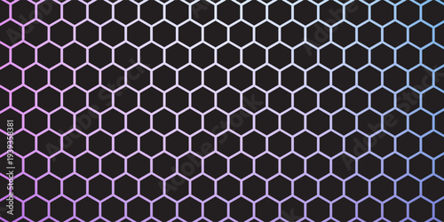 Purple and blue light exagon abstract texture background. Cyberpunk concept. Scene for advertising, technology, showcase, banner, cosmetic, fashion, business, food. Sci-Fi Illustration. 3d rendering