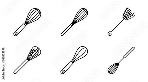collection of whisk, minimal thin icon vector set , white background , PNG and SVG isolate