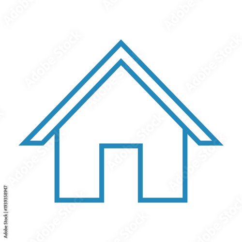 Blue house icon set in flat and outline style. Minimalist real estate, home, and building symbols for web and app interface design. Isolated on white background