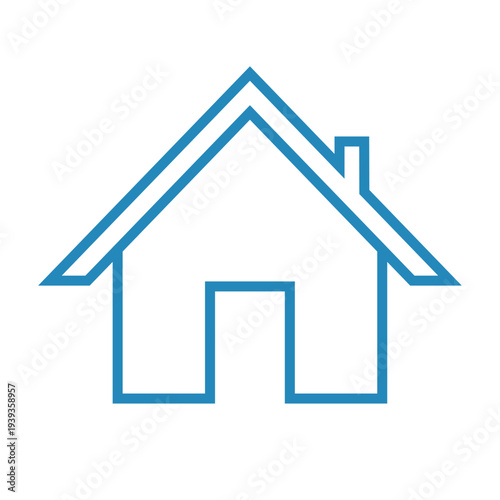 Blue house icon set in flat and outline style. Minimalist real estate, home, and building symbols for web and app interface design. Isolated on white background