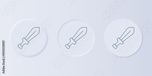 Grey Sword toy icon isolated on grey background. Set icons in square buttons. Vector