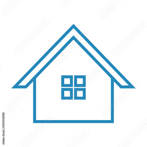 Blue house icon set in flat and outline style. Minimalist real estate, home, and building symbols for web and app interface design. Isolated on white background