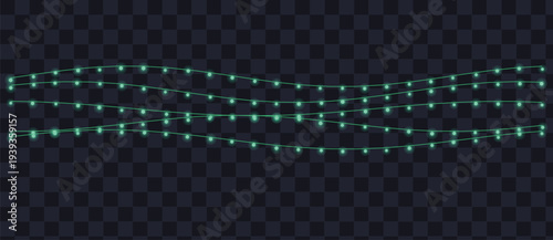 Fresh emerald green string lights illuminate a dark transparent backdrop, perfect for nature themed celebrations