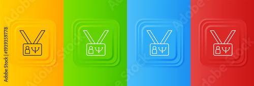 White Psychology icon isolated on colorful background. Psi symbol. Mental health concept, psychoanalysis analysis and psychotherapy. Set icons in square buttons. Vector