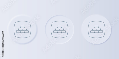Grey Gold bars icon isolated on grey background. Banking business concept. Set icons in square buttons. Vector