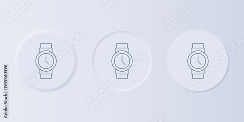Grey Wrist watch icon isolated on grey background. Wristwatch icon. Set icons in square buttons. Vector