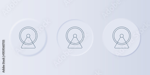 Grey Hamster wheel icon isolated on grey background. Wheel for rodents. Pet shop. Set icons in square buttons. Vector