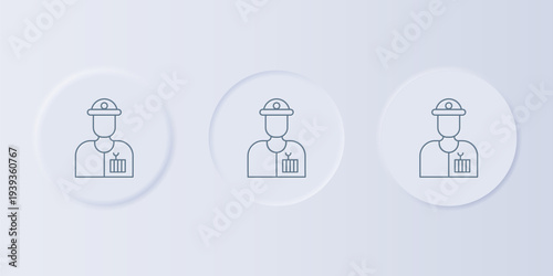 Grey Plumber icon isolated on grey background. Set icons in square buttons. Vector