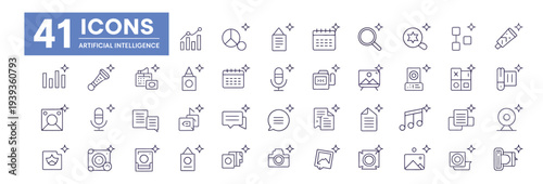 Collection of 41 artificial intelligence icons for technology and data analysis