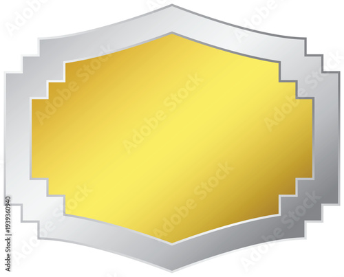 Elegant metallic gold plaque emblem with silver frame