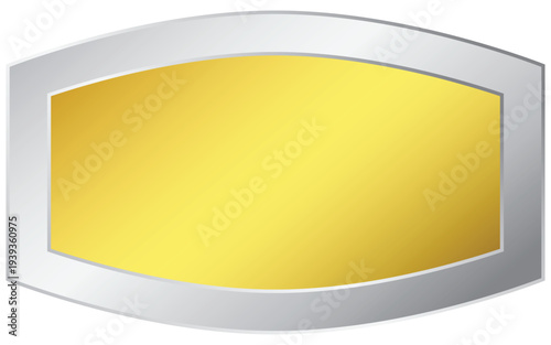 Elegant metallic gold plaque emblem with silver frame