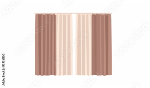 Closed window curtains brown cream home interior privacy drapes vector