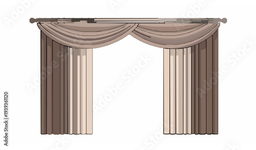 Elegant brown and cream curtains covering window home interior decor vector