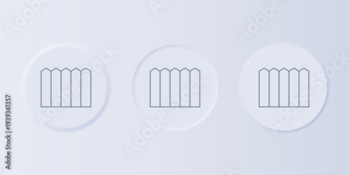Grey Garden fence wooden icon isolated on grey background. Set icons in square buttons. Vector