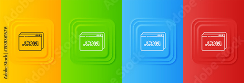 White Website template icon isolated on colorful background. Internet communication protocol. Set icons in square buttons. Vector